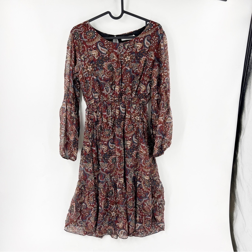 ✅ Lara Guidotti Women's Maxi‎ Silk Blend Dress, Brown/Paisley Size LARGE